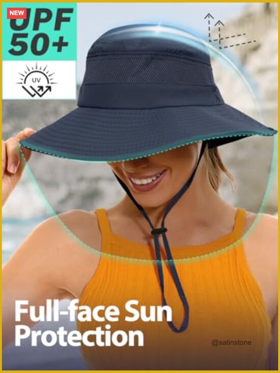 UPF 50+ Waterproof Fishing Safari Sun Hat with Ponytail Hole main image 5
